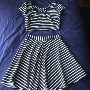 striped two piece set - top and skirt